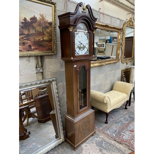 10 - A Richard Broad of Bodmin Cornwall mahogany cased grandfather clock with key, pendulum and weights -... 