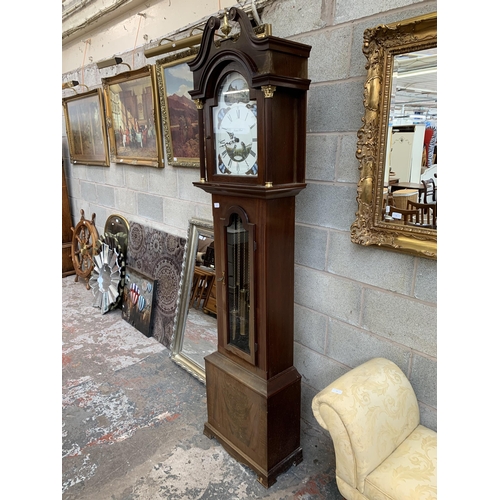 10 - A Richard Broad of Bodmin Cornwall mahogany cased grandfather clock with key, pendulum and weights -... 