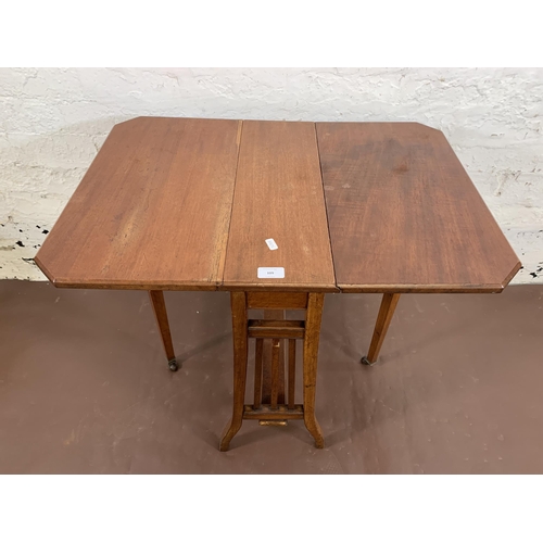 109 - An Edwardian mahogany drop leaf Sutherland table - approx. 62cm high x 50cm wide x 71cm long