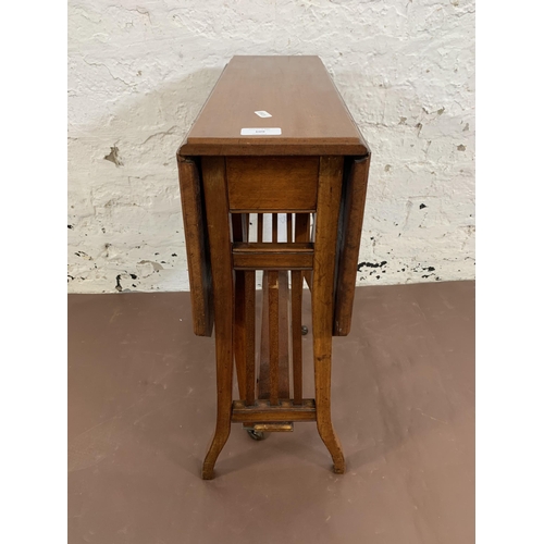 109 - An Edwardian mahogany drop leaf Sutherland table - approx. 62cm high x 50cm wide x 71cm long