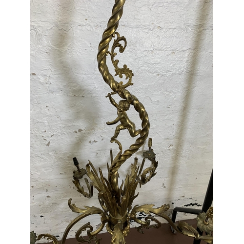 115 - A Rococo style gilt metal five branch chandelier - approx. 120cm drop