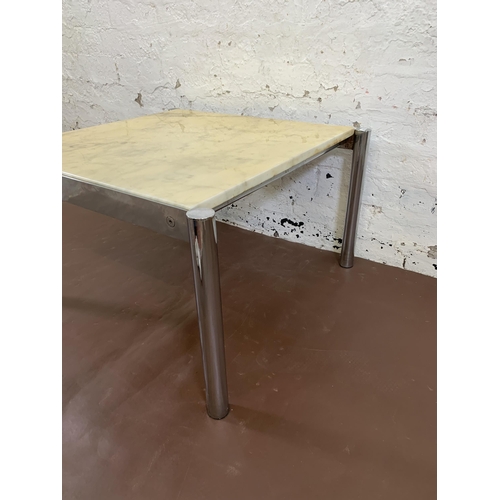 116A - A mid 20th century chrome plated and marble top coffee table - approx. 40cm high x 67cm wide x 64cm ... 