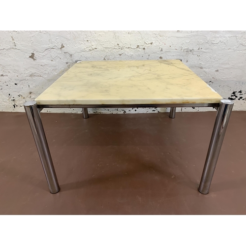 116A - A mid 20th century chrome plated and marble top coffee table - approx. 40cm high x 67cm wide x 64cm ... 