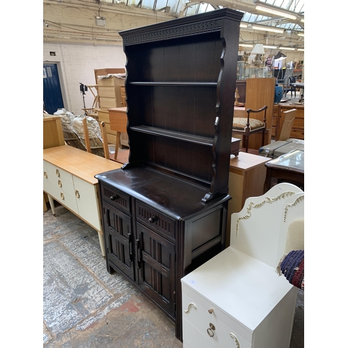 120 - A carved oak dresser - approx. 172cm high x 90cm wide x 42cm deep