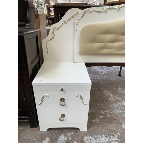 121 - A French style white painted and gilded bedstead - approx. 120cm high x 229cm wide