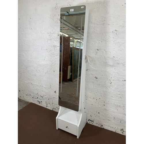 138 - A modern white laminate LED cheval mirror with fitted interior - approx. 159cm high x 35cm wide