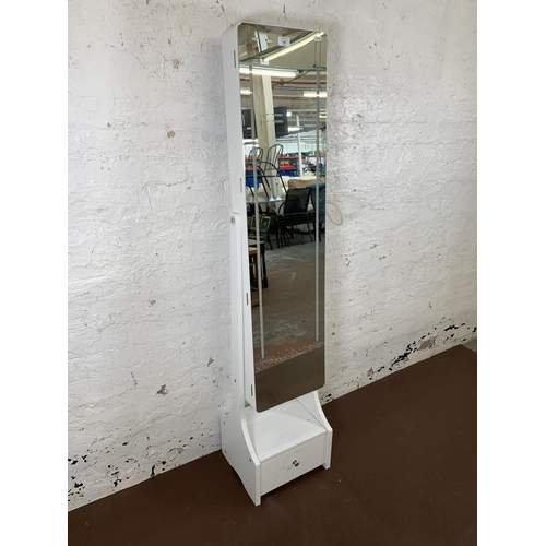 138 - A modern white laminate LED cheval mirror with fitted interior - approx. 159cm high x 35cm wide