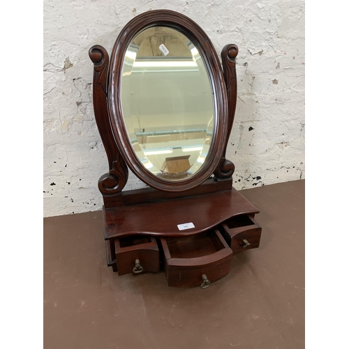 140 - A Victorian style mahogany framed bevelled edge dressing table mirror - approx. 59cm high x 39cm wid... 