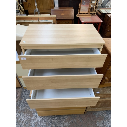 154 - An IKEA beech effect chest of drawers - approx. 71cm high x 70cm wide x 40cm deep