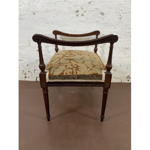 161 - A Victorian rosewood and tapestry upholstered twin handled stool - approx. 62cm high x 58cm wide x 4... 