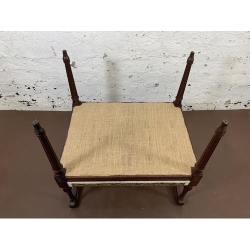 161 - A Victorian rosewood and tapestry upholstered twin handled stool - approx. 62cm high x 58cm wide x 4... 