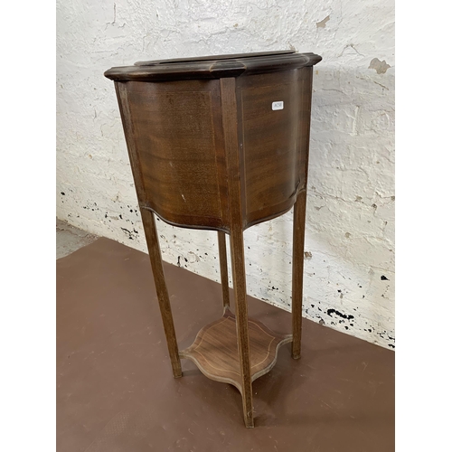 175 - An Edwardian inlaid mahogany jardinière stand with brass insert - approx. 82cm high x 37cm diameter