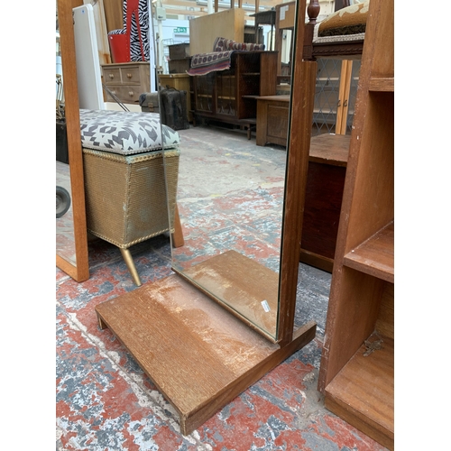 188 - A mid 20th century teak framed cheval mirror - approx. 138cm high x 45cm wide