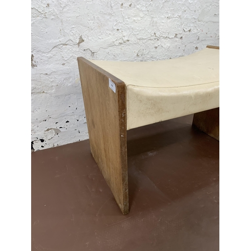 191 - A mid 20th century teak and white vinyl dressing table stool