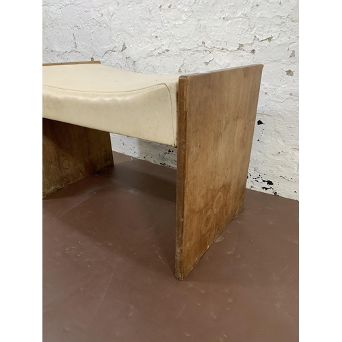 191 - A mid 20th century teak and white vinyl dressing table stool