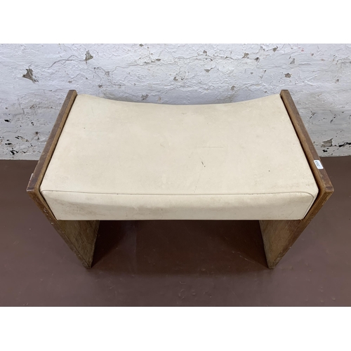 191 - A mid 20th century teak and white vinyl dressing table stool