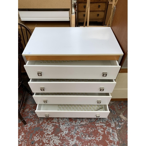 192 - A mid 20th century white laminate and beech chest of drawers