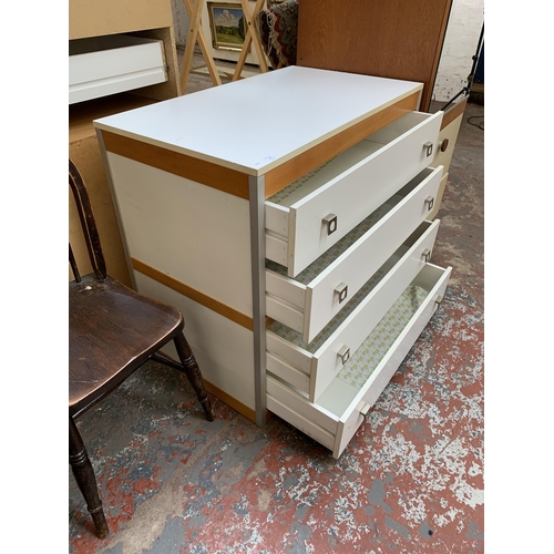 192 - A mid 20th century white laminate and beech chest of drawers