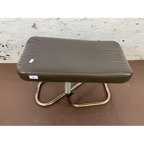 204 - A mid 20th century Restaleg brown vinyl and tubular metal footstool - approx. 42cm high x 31cm wide ... 