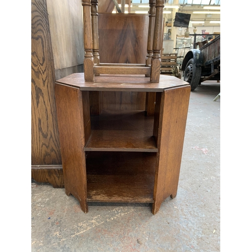 216 - Two oak side tables, one Art Deco octagonal and one 17th century style carved