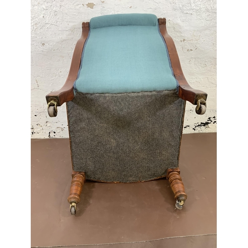 244 - A Victorian mahogany and teal fabric upholstered parlour chair