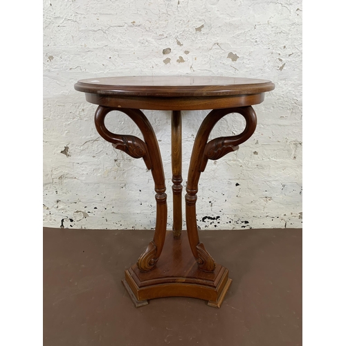 26 - A 19th century style mahogany circular top tripod pedestal side table - approx. 70cm high x 54cm dia... 