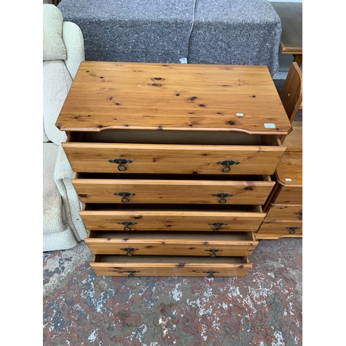 41 - A modern pine chest of drawers - approx. 93cm high x 88cm wide x 46cm deep