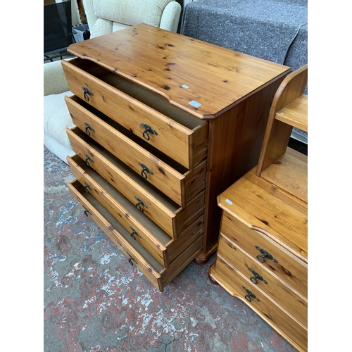 41 - A modern pine chest of drawers - approx. 93cm high x 88cm wide x 46cm deep