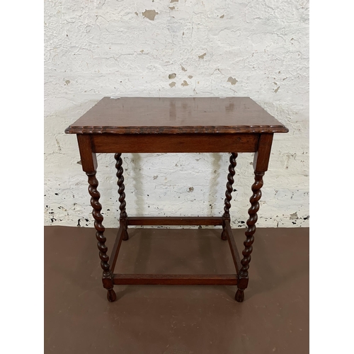 47 - An early 20th century oak pie crust edge side table on barley twist supports - approx. 72cm high x 6... 