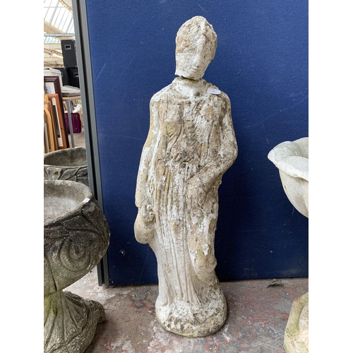 53 - A cast stone lady garden statue - approx. 100cm high