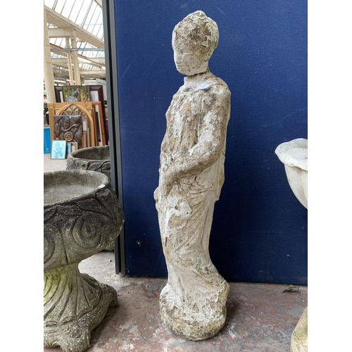 53 - A cast stone lady garden statue - approx. 100cm high