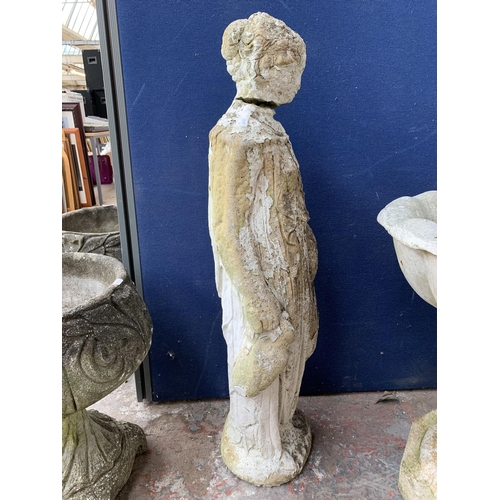 53 - A cast stone lady garden statue - approx. 100cm high