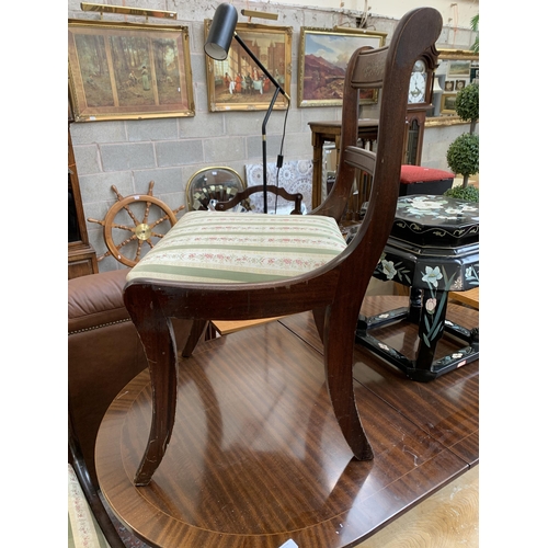 65 - Five Georgian style brass inlaid mahogany dining chairs