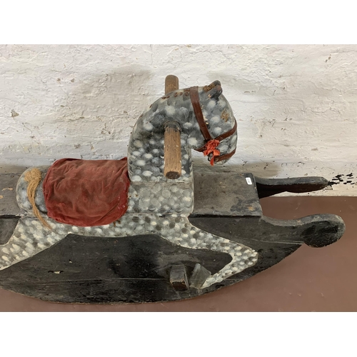 7 - A Victorian hand painted pine rocking horse - approx. 73cm high x 35cm wide x 132cm deep