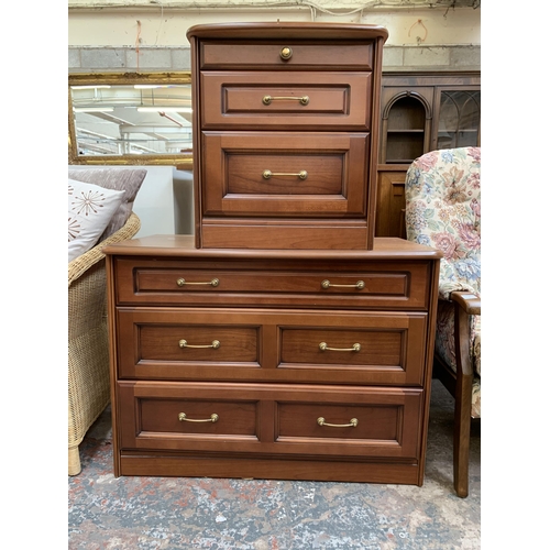 76 - Two cherry wood effect chests of drawers - largest approx. 70cm high x 94cm wide x 50cm deep