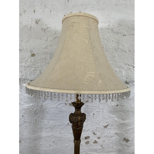 78A - A 19th century style gilded standard lamp - approx. 140cm high including shade