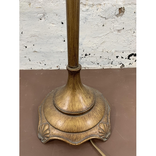 78A - A 19th century style gilded standard lamp - approx. 140cm high including shade