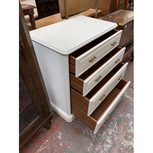 86 - An Olympus white painted chest of drawers - approx. 86cm high x 75cm wide x 47cm deep