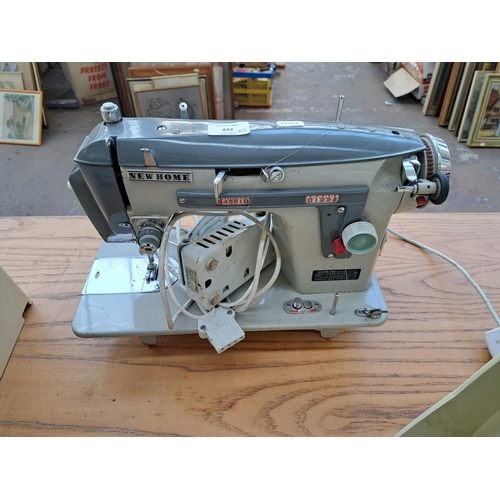 822 - Two sewing machines, one cased Frister + Rossmann Cub 4 compact electric with foot pedal and instruc... 