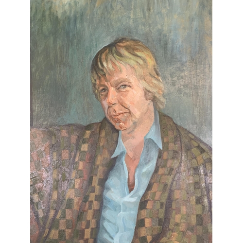 303 - A gilt framed James W. Cullen 'Peter' oil on canvas, dated 1985 - approx. 134cm high x 129cm wide