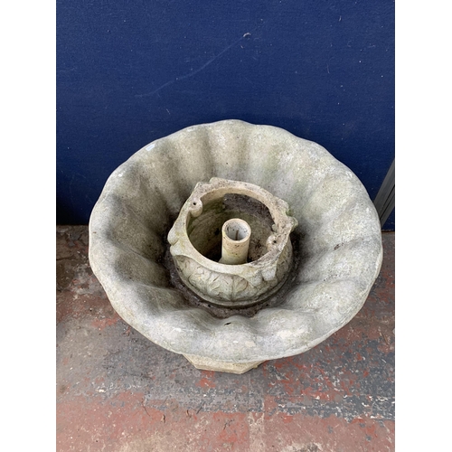 52 - A 19th century style stone effect fibreglass figural pedestal water fountain - approx. 130cm high x ... 