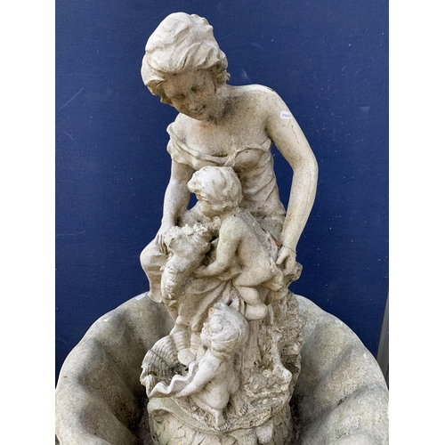 52 - A 19th century style stone effect fibreglass figural pedestal water fountain - approx. 130cm high x ... 