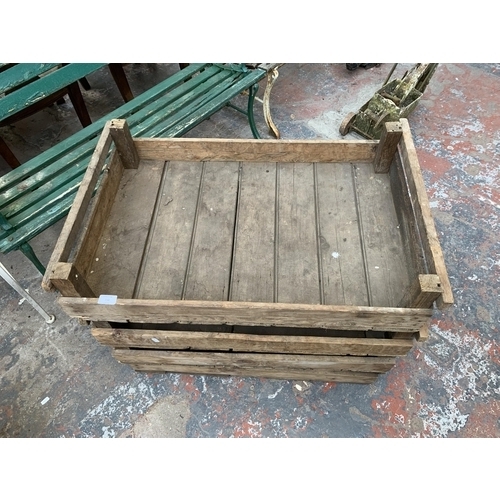 234 - Four early 20th century pine potato trays - approx. 18cm high x 55cm wide x 83cm long