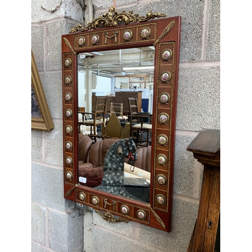 249 - A Louis XVI style mahogany and gilt framed wall mirror with porcelain plaques - approx. 87cm high x ... 