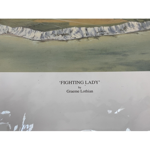 254 - An unframed Graeme Lothian 'Fighting Lady' pencil signed limited edition no. 516/1000 print - approx... 