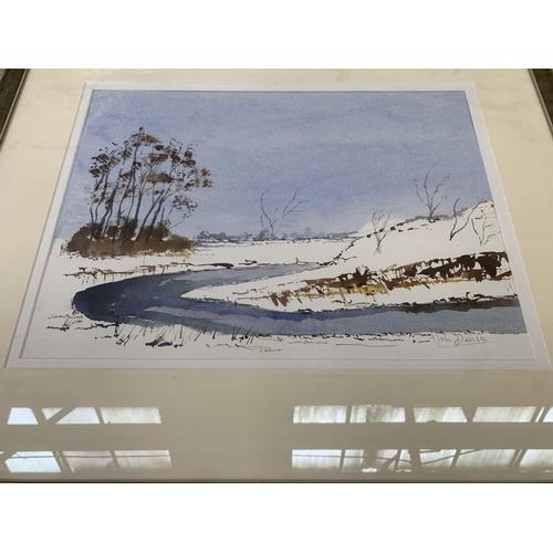 270 - A framed watercolour titled 'Weaver in Winter Cheshire' signed lower right - approx. 55cm high x 65c... 