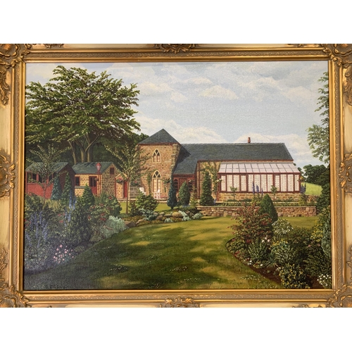 271 - A gilt framed A.E. Glover oil on canvas with picture light - approx. 57cm high x 72cm wide