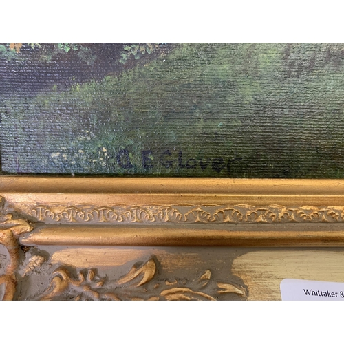 271 - A gilt framed A.E. Glover oil on canvas with picture light - approx. 57cm high x 72cm wide