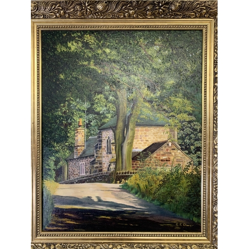 273 - A gilt framed A.E. Glover oil on canvas with picture light - approx. 60cm high x 50cm wide