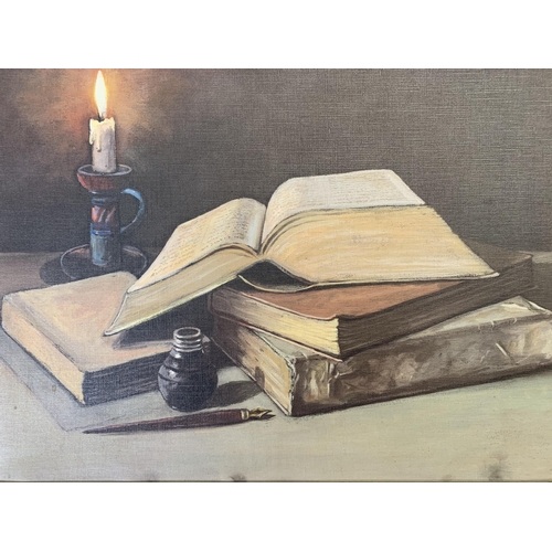 274 - A gilt framed M. Mascetra still life book scene print - approx. 59cm high x 77cm wide